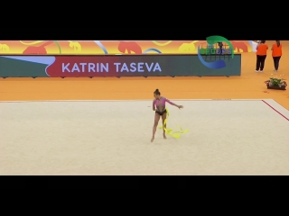 2018 european rhythmic gymnastics - ball and ribbon routine - katrin taseva. artistic gymnastics.